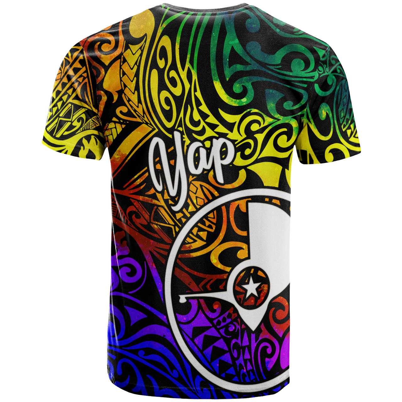 Yap Custom Personalised T-Shirt - Rainbow Polynesian Pattern