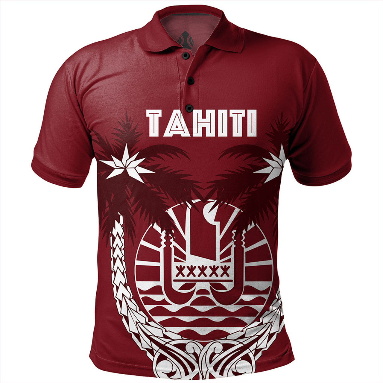 Tahiti Polo Shirt Coat Of Arms Coconut