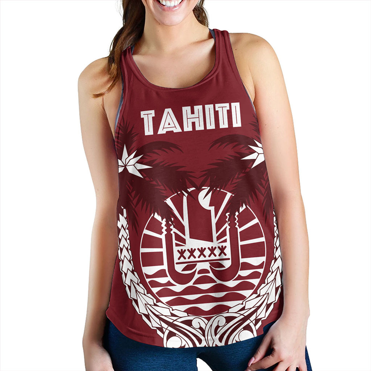 Tahiti Women Tank Coat Of Arms Coconut