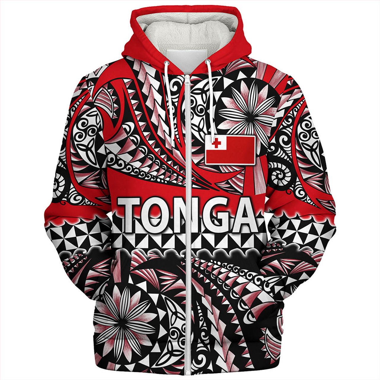 Tonga Sherpa Hoodie Polynesian Tattoo Tongan Tapa