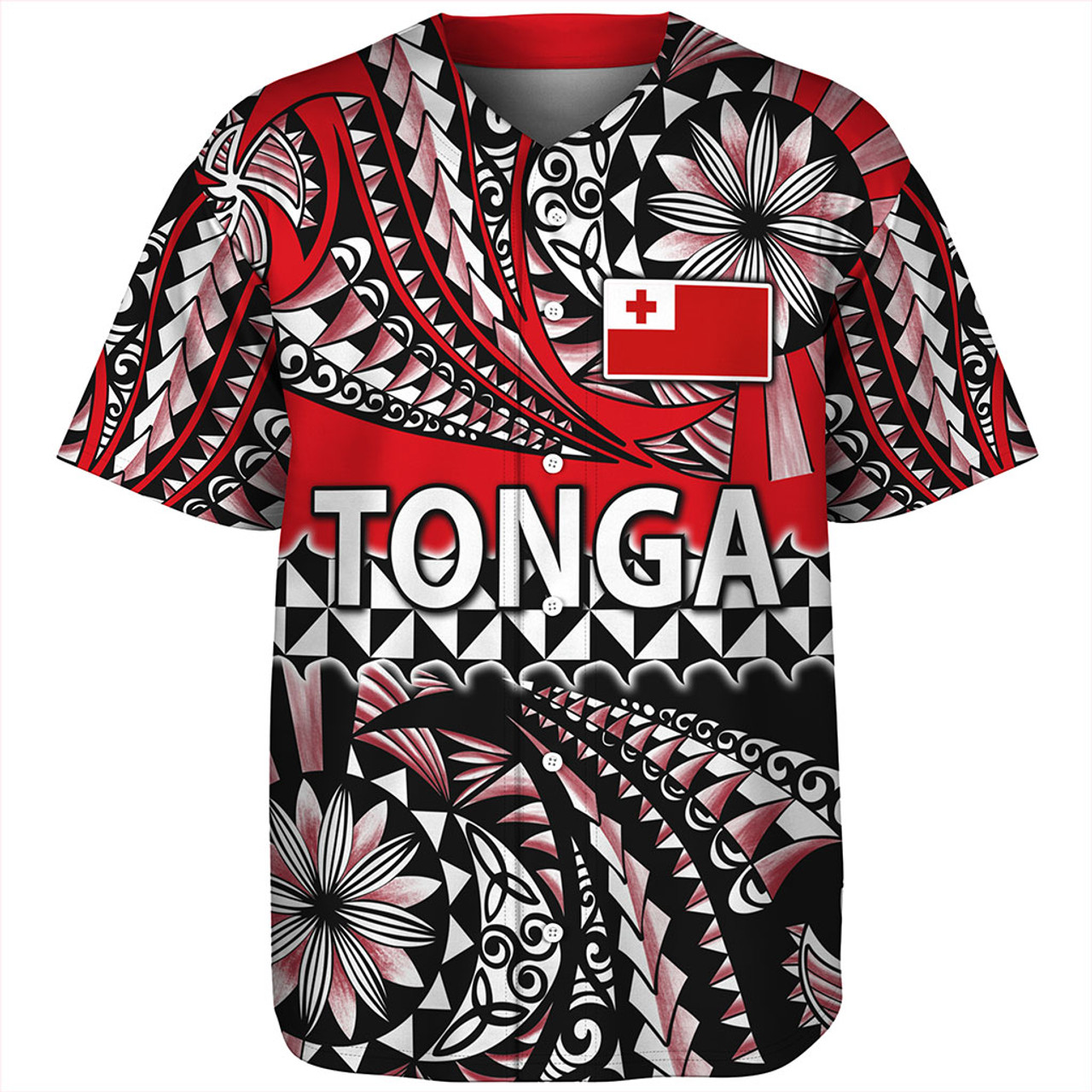 Tonga Baseball Shirt Polynesian Tattoo Tongan Tapa