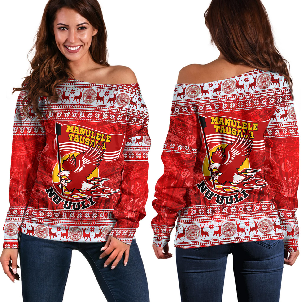 American Samoa Off Shoulder Sweatshirt Nu'uuli Christmas Style