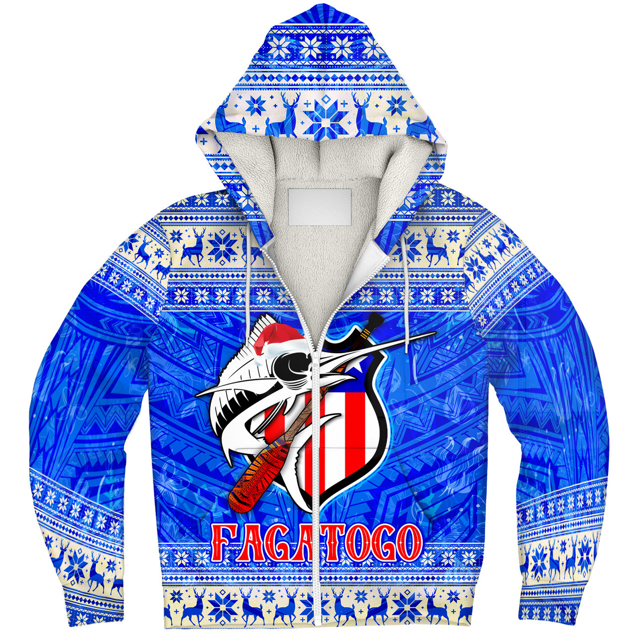 American Samoa Sherpa Hoodie Fagatogo Christmas Style