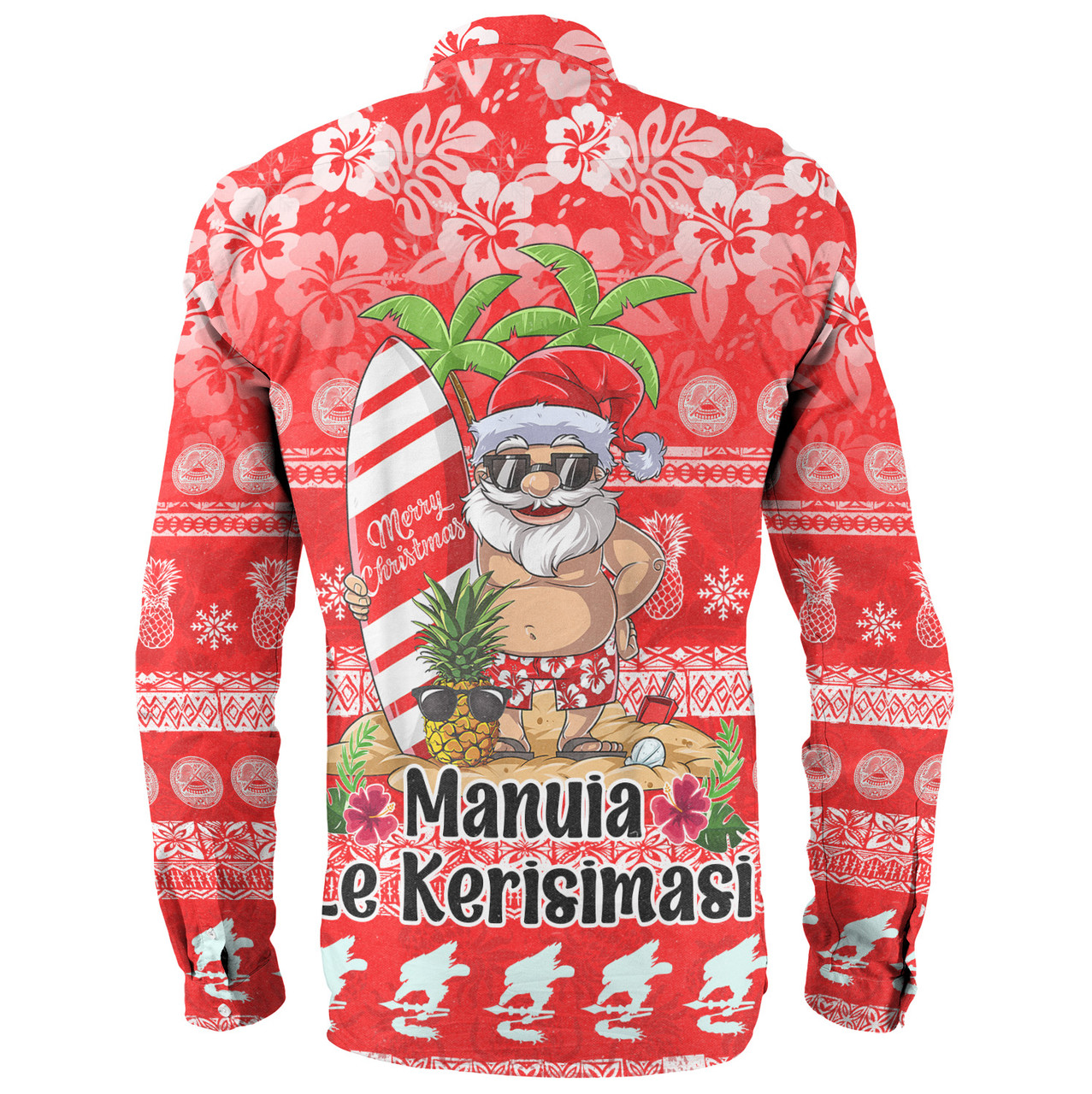 American Samoa Long Sleeve Shirt Manuia Le Kerisimasi Tropical Xmas Patterns