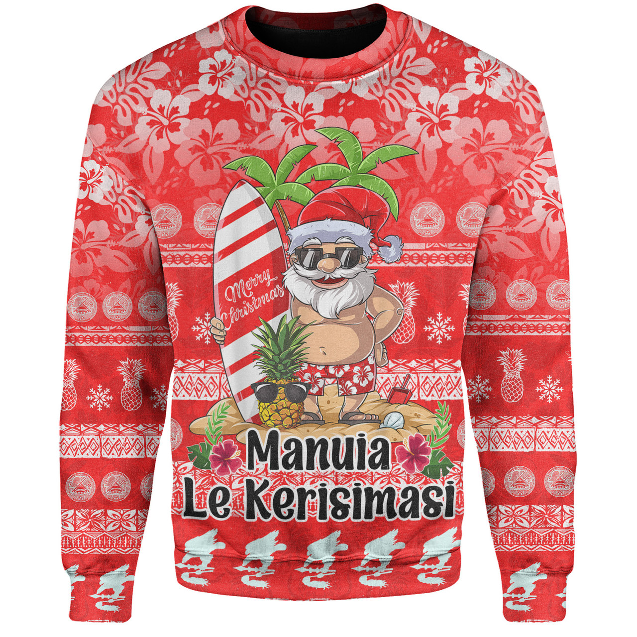 American Samoa Sweatshirt Manuia Le Kerisimasi Tropical Xmas Patterns