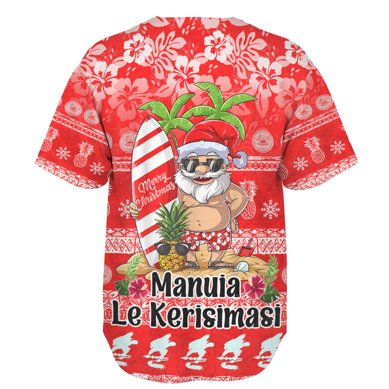 American Samoa Baseball Shirt Manuia Le Kerisimasi Tropical Xmas Patterns