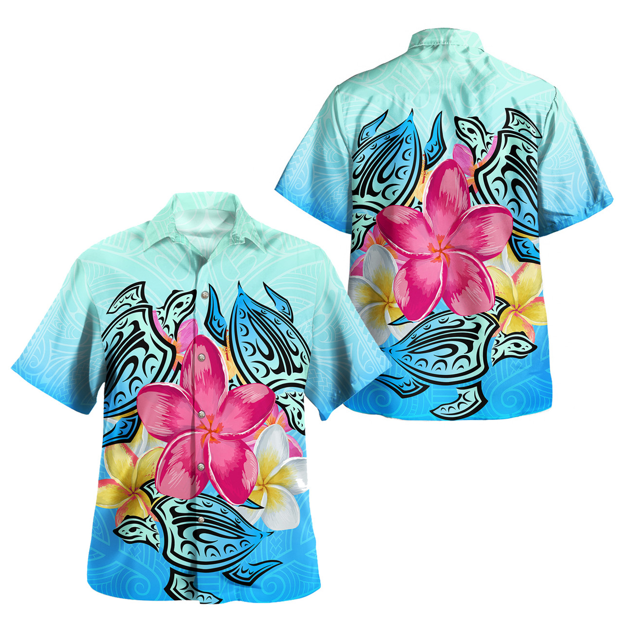 Hawaii Combo Off Shoulder Long Dress And Shirt Tropical Flowers And Turtles