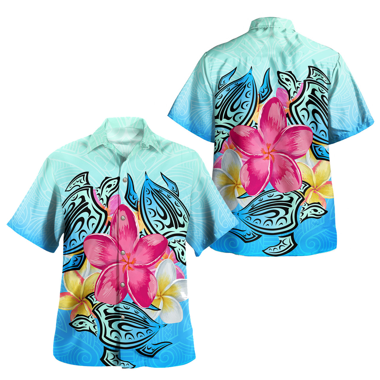 Hawaii Combo Puletasi And Shirt Tropical Flowers And Turtles