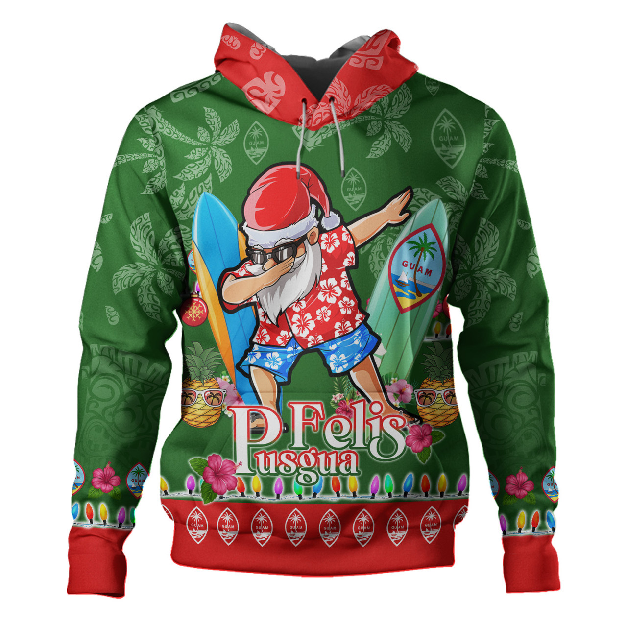 Guam Hoodie Felis Pusgua Tropical Xmas Patterns