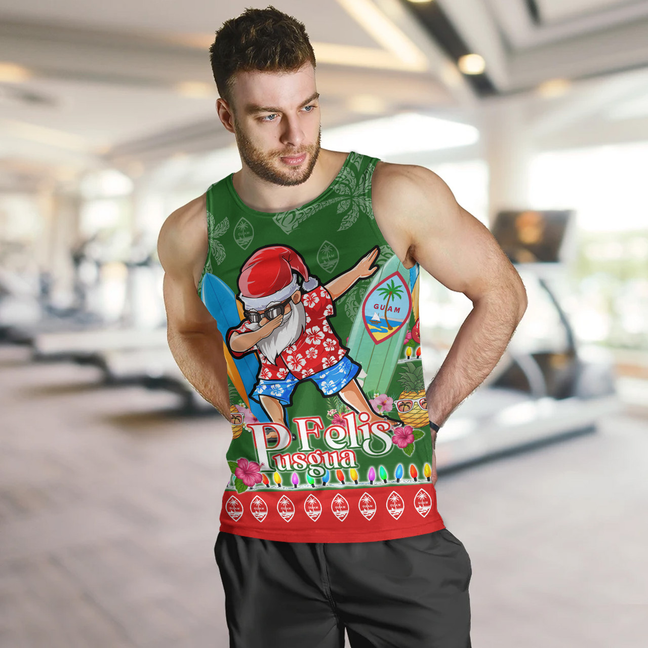 Guam Tank Top Felis Pusgua Tropical Xmas Patterns