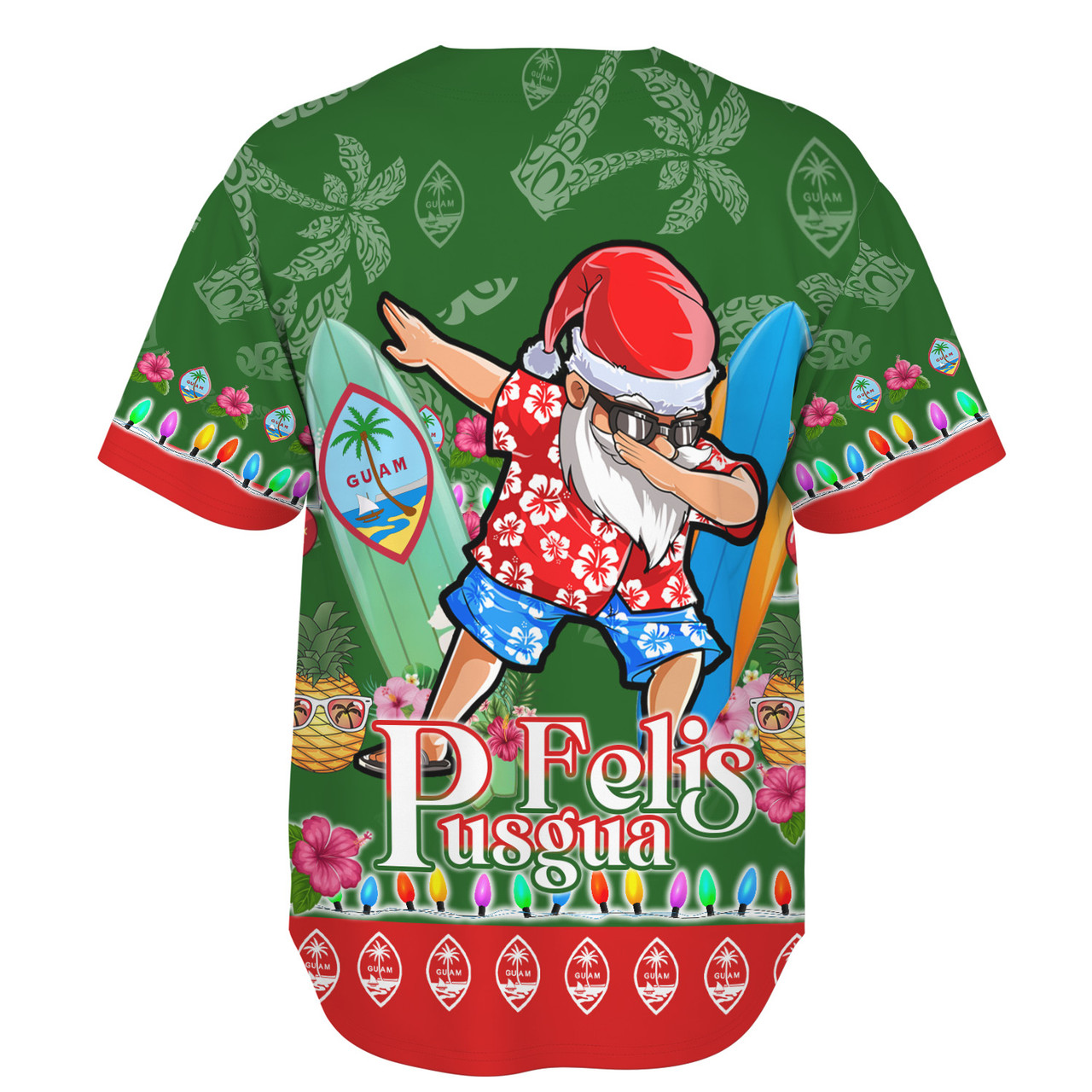 Guam Baseball Shirt Felis Pusgua Tropical Xmas Patterns