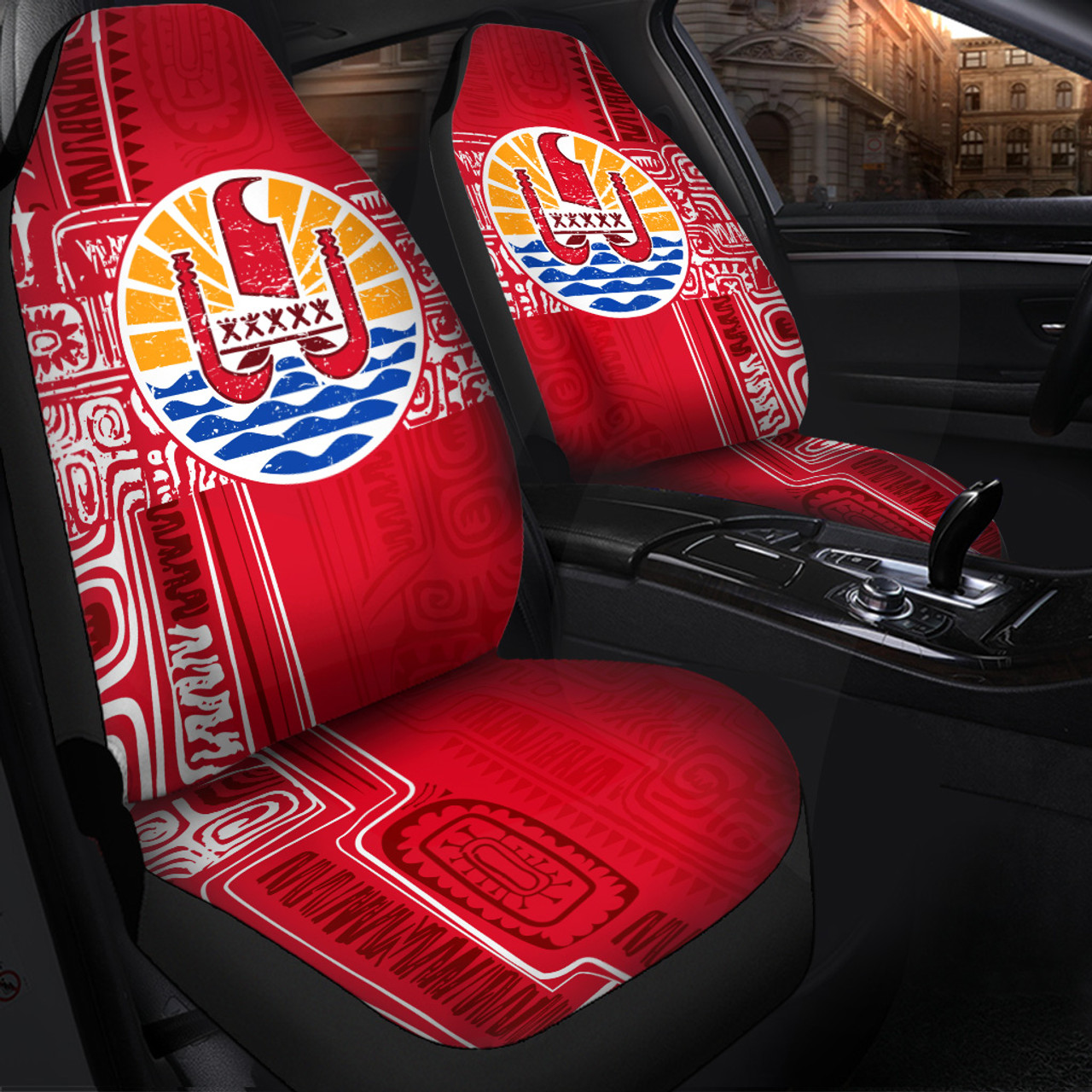 Tahiti Car Seat Covers French Polynesia Pattern Vintage Style