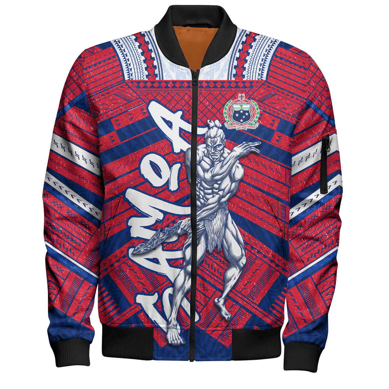 Samoa Bomber Jacket Samoa Warrior Tribal Pattern