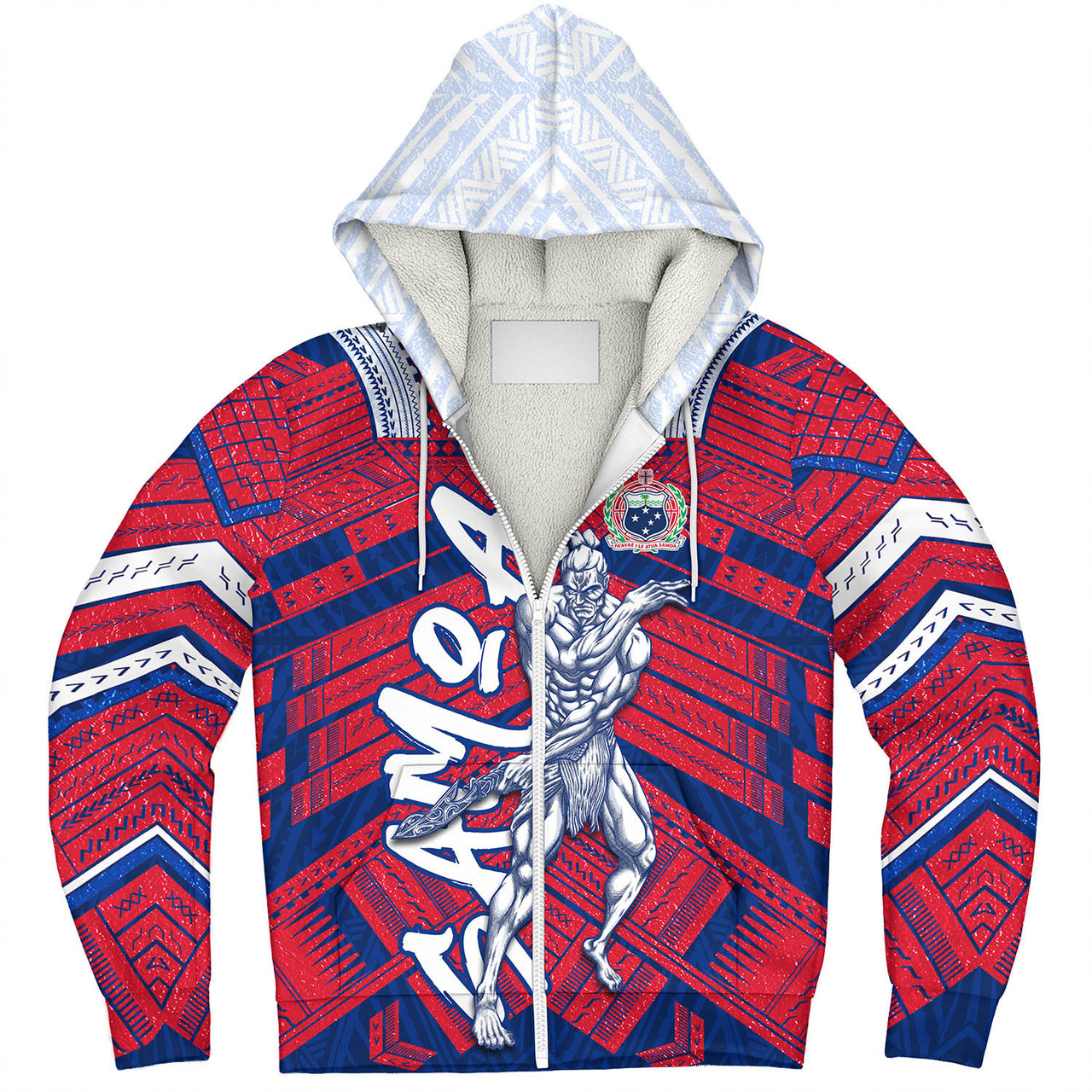 Samoa Sherpa Hoodie Samoa Warrior Tribal Pattern