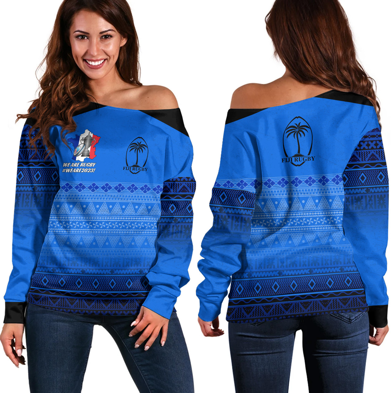 Fiji Off Shoulder Sweatshirt Fijian Rugby Style