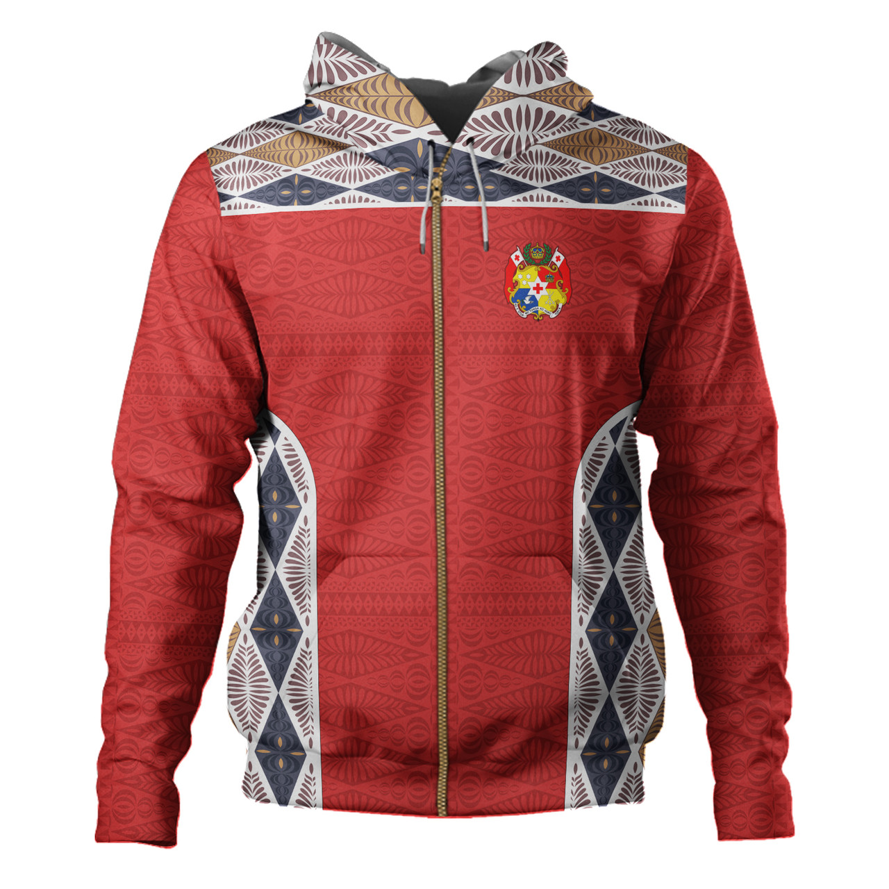 Tonga Hoodie Tribal Pattern Coat Of Arms Of Tonga