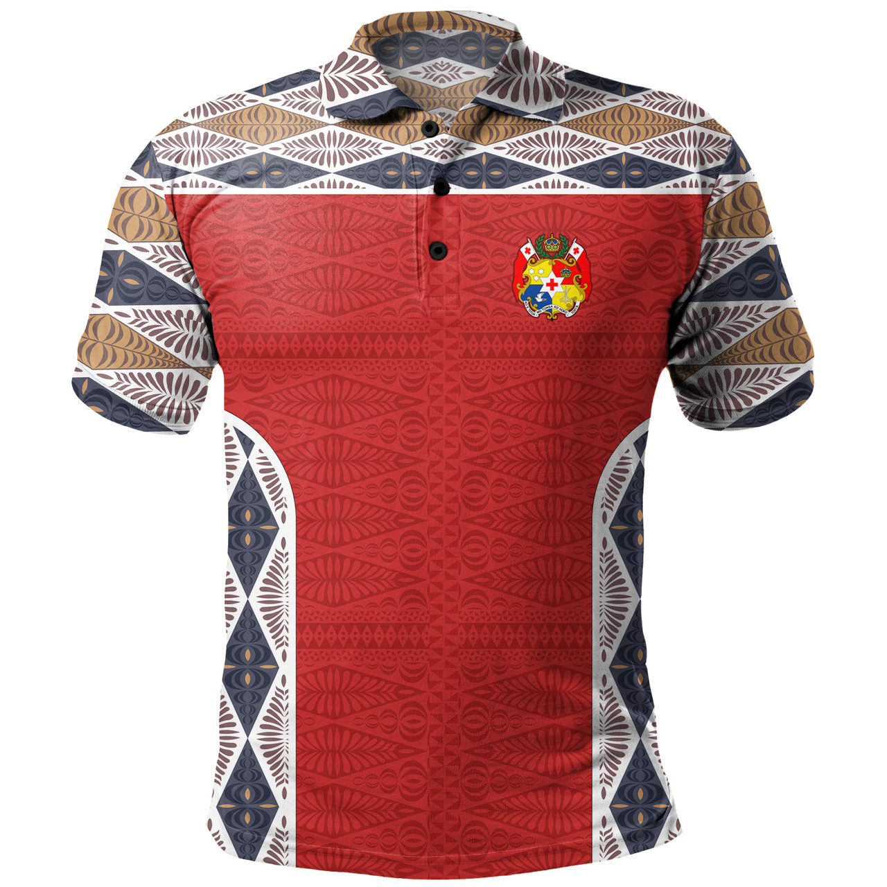 Tonga Polo Shirt Tribal Pattern Coat Of Arms Of Tonga