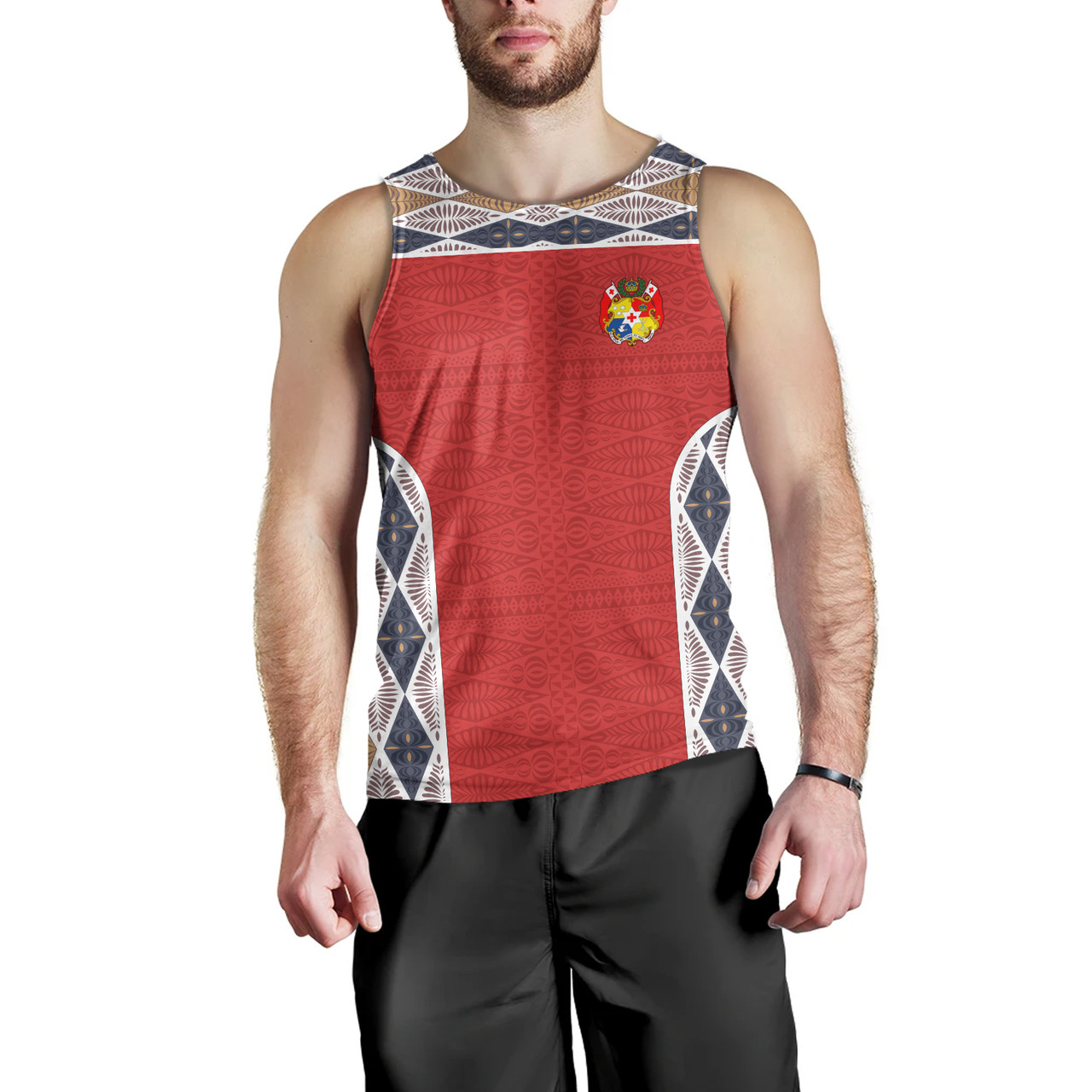 Tonga Tank Top Tribal Pattern Coat Of Arms Of Tonga