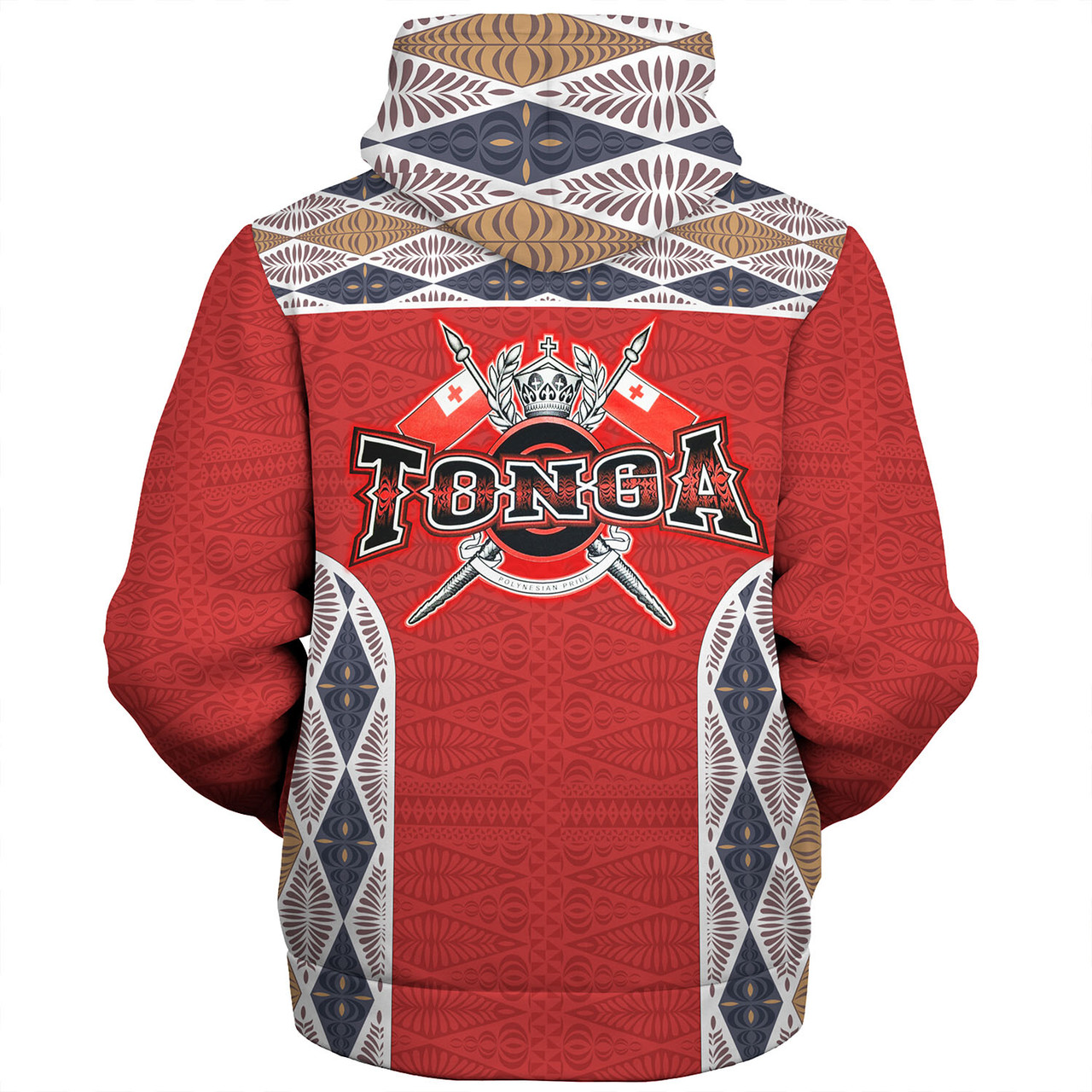Tonga Sherpa Hoodie Tribal Pattern Coat Of Arms Of Tonga