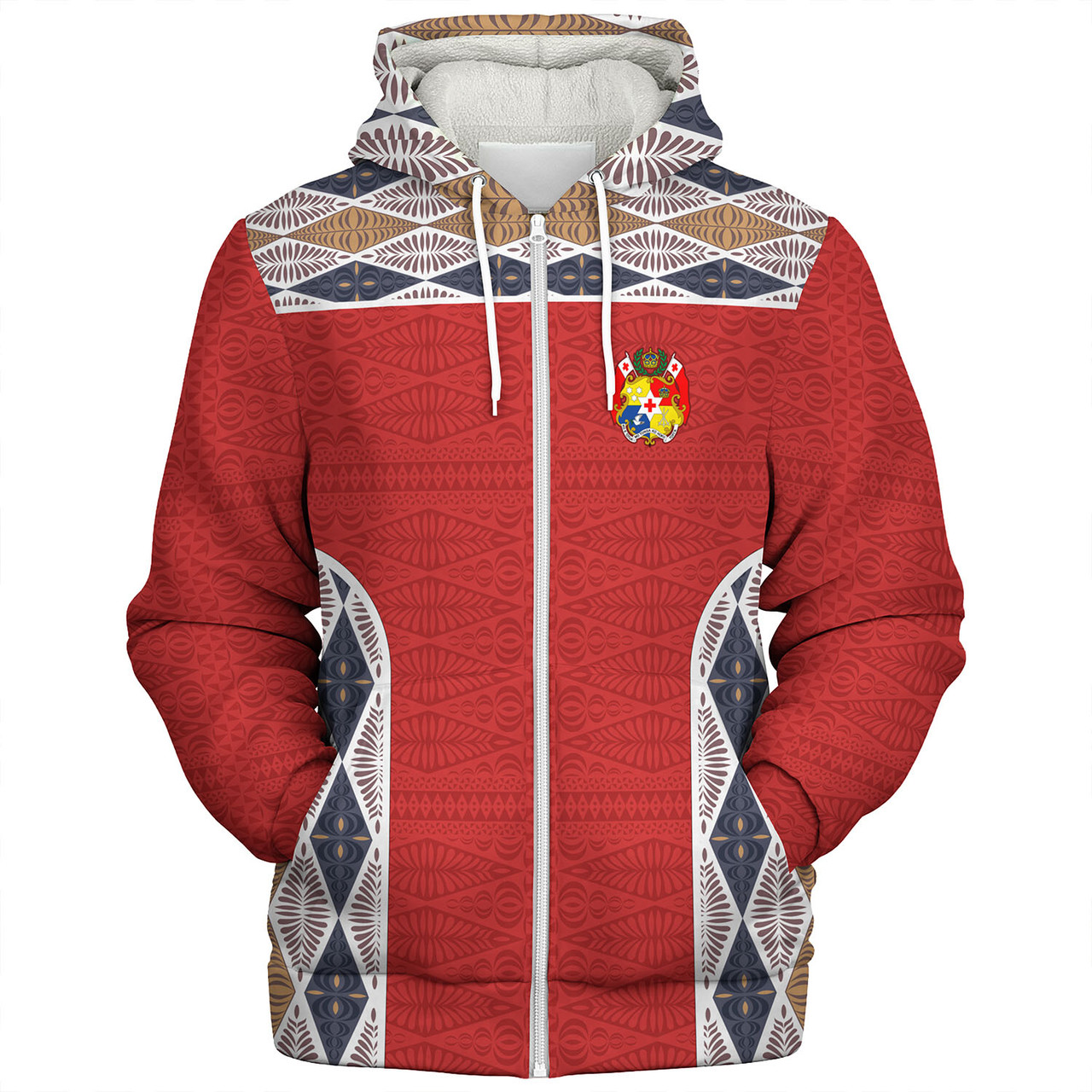 Tonga Sherpa Hoodie Tribal Pattern Coat Of Arms Of Tonga
