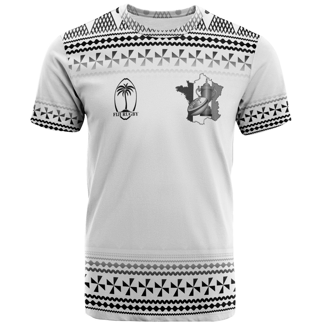 Fiji T-Shirt Rugby Ball Tapa Patterns