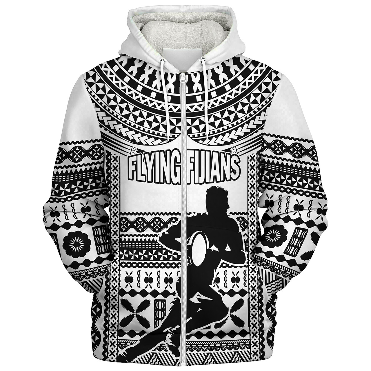 Fiji Sherpa Hoodie Flying Fijians Rugby Tribal Pattern RWC 2023