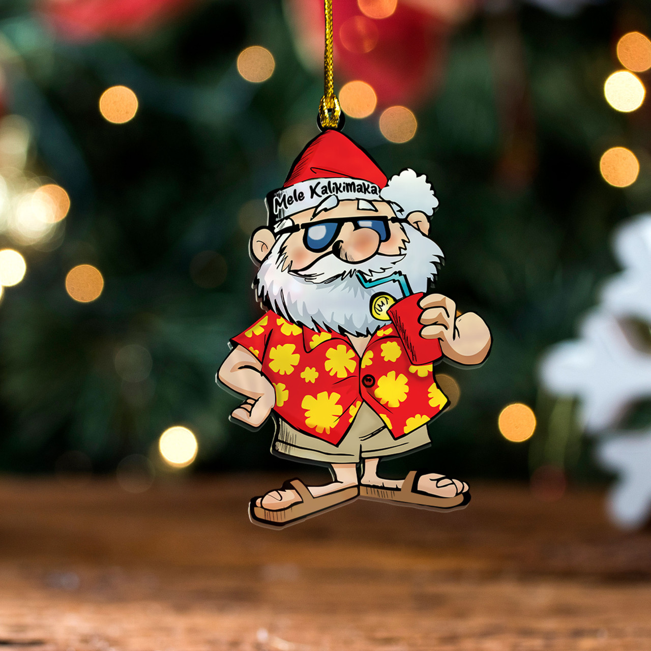 Hawaii Acrylic And Wooden Ornament Christmas Aloha Santa in Hawaii