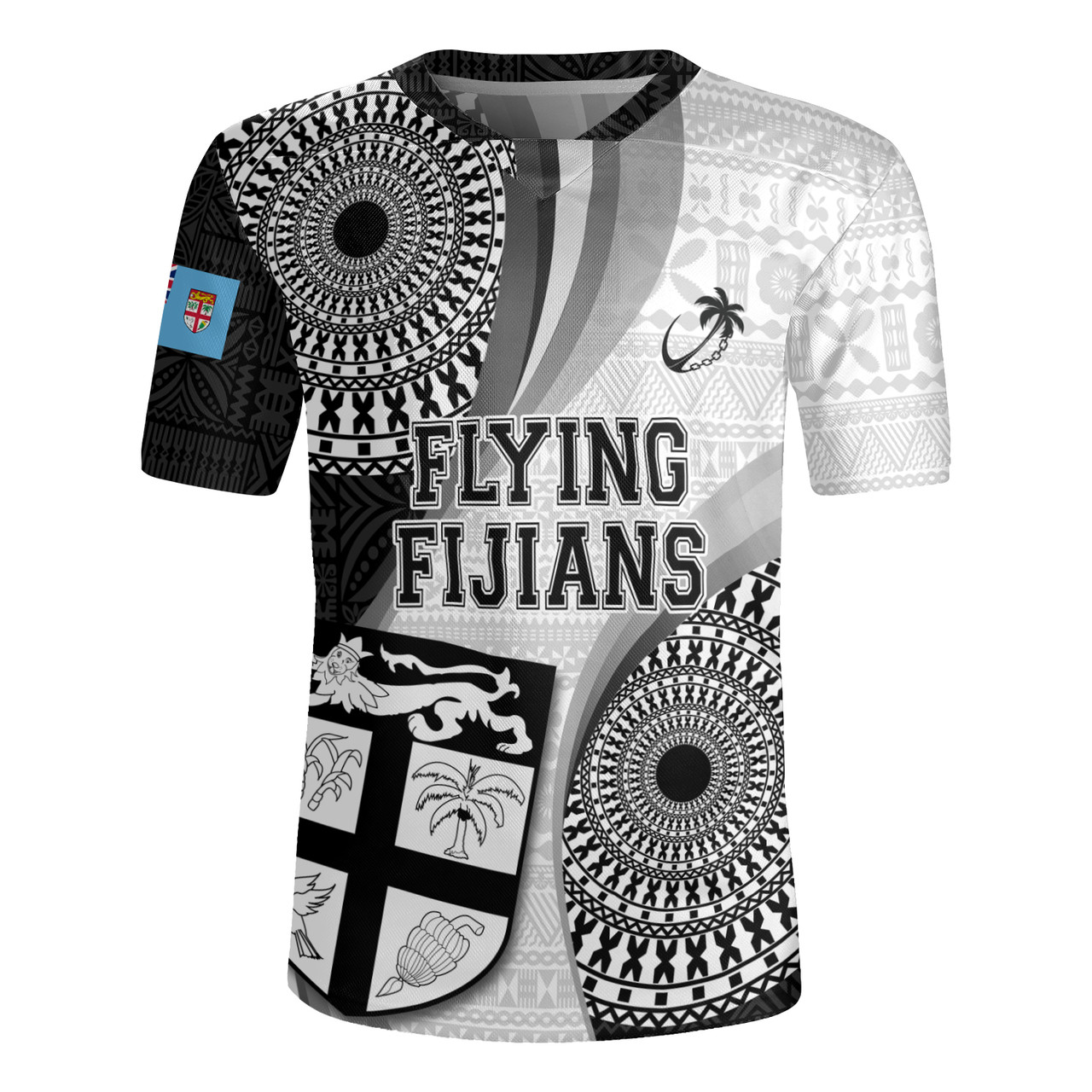 Fiji Rugby Jersey Flying Fijians Rugby Tribal Pattern With Shield 2023
