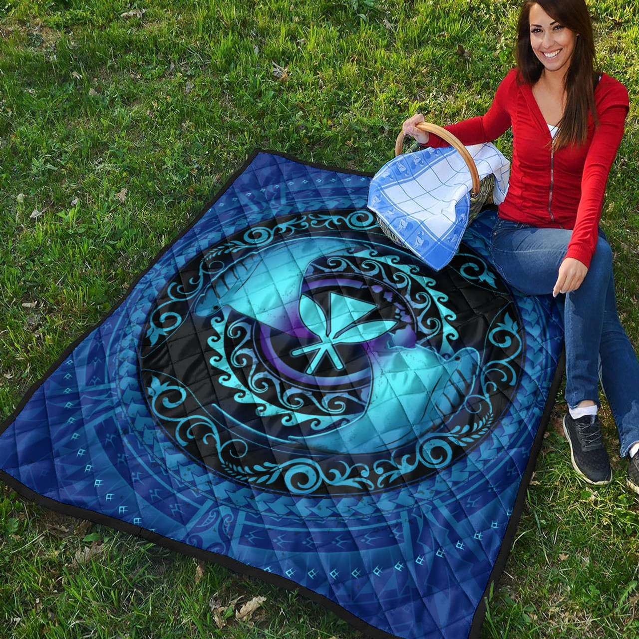 Hawaii Premium Quilt Manta Ray Couple Polynesian Ocean Style