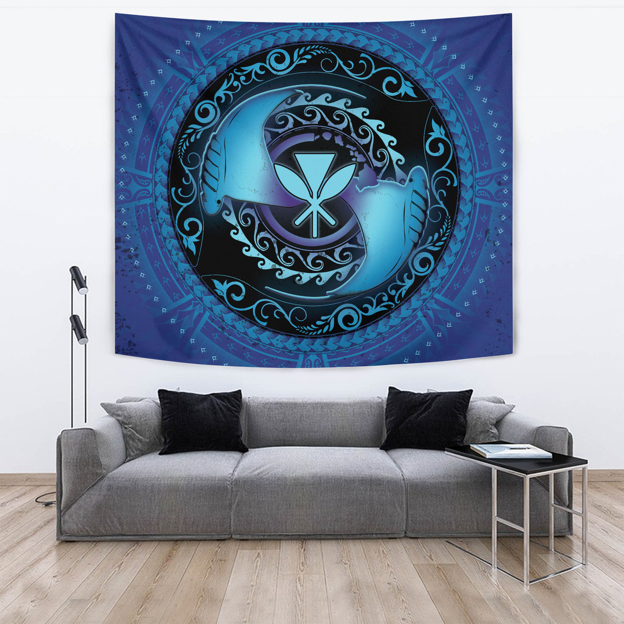 Hawaii Tapestry Manta Ray Couple Polynesian Ocean Style