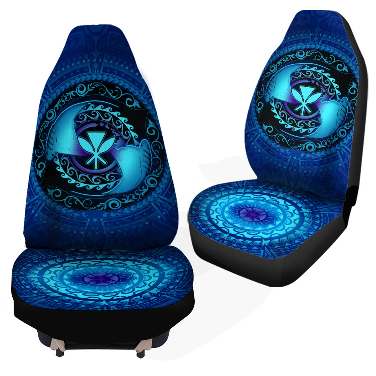 Hawaii Car Seat Covers Manta Ray Couple Polynesian Ocean Style