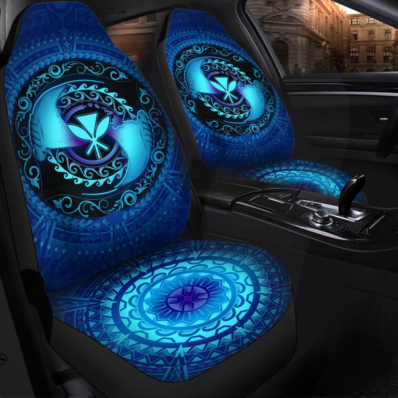 Hawaii Car Seat Covers Manta Ray Couple Polynesian Ocean Style