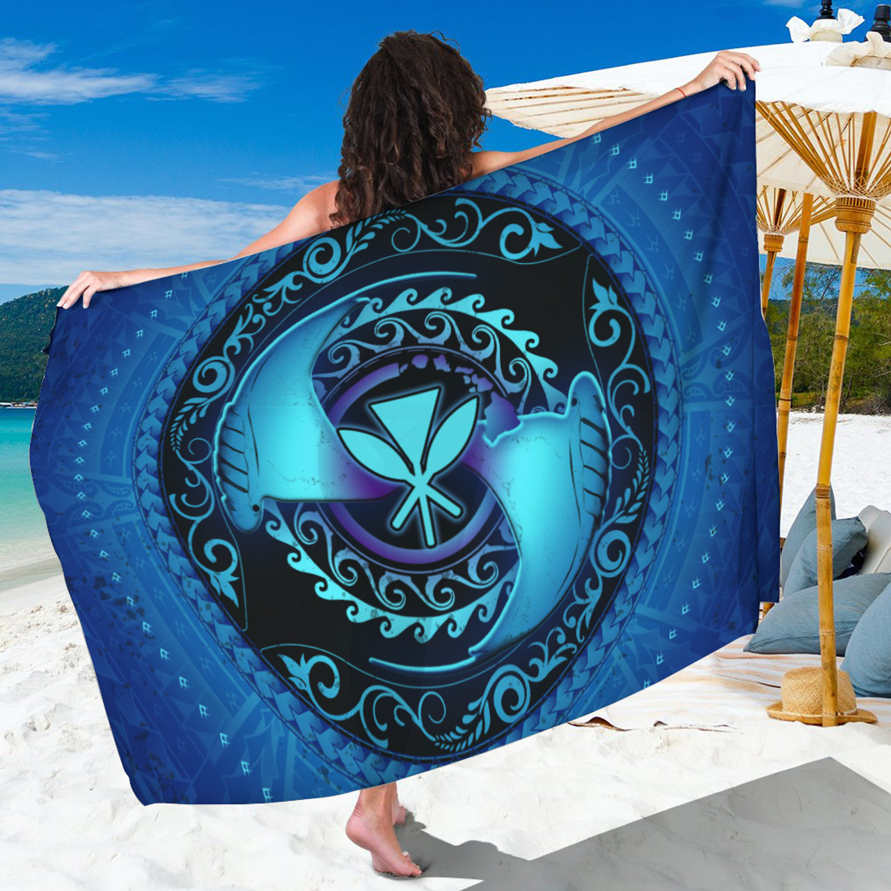 Hawaii Sarong Manta Ray Couple Polynesian Ocean Style