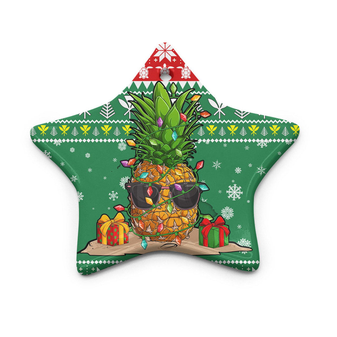 Hawaii Ceramic Ornament Christmas Pineapple Kanaka Maoli Pattern