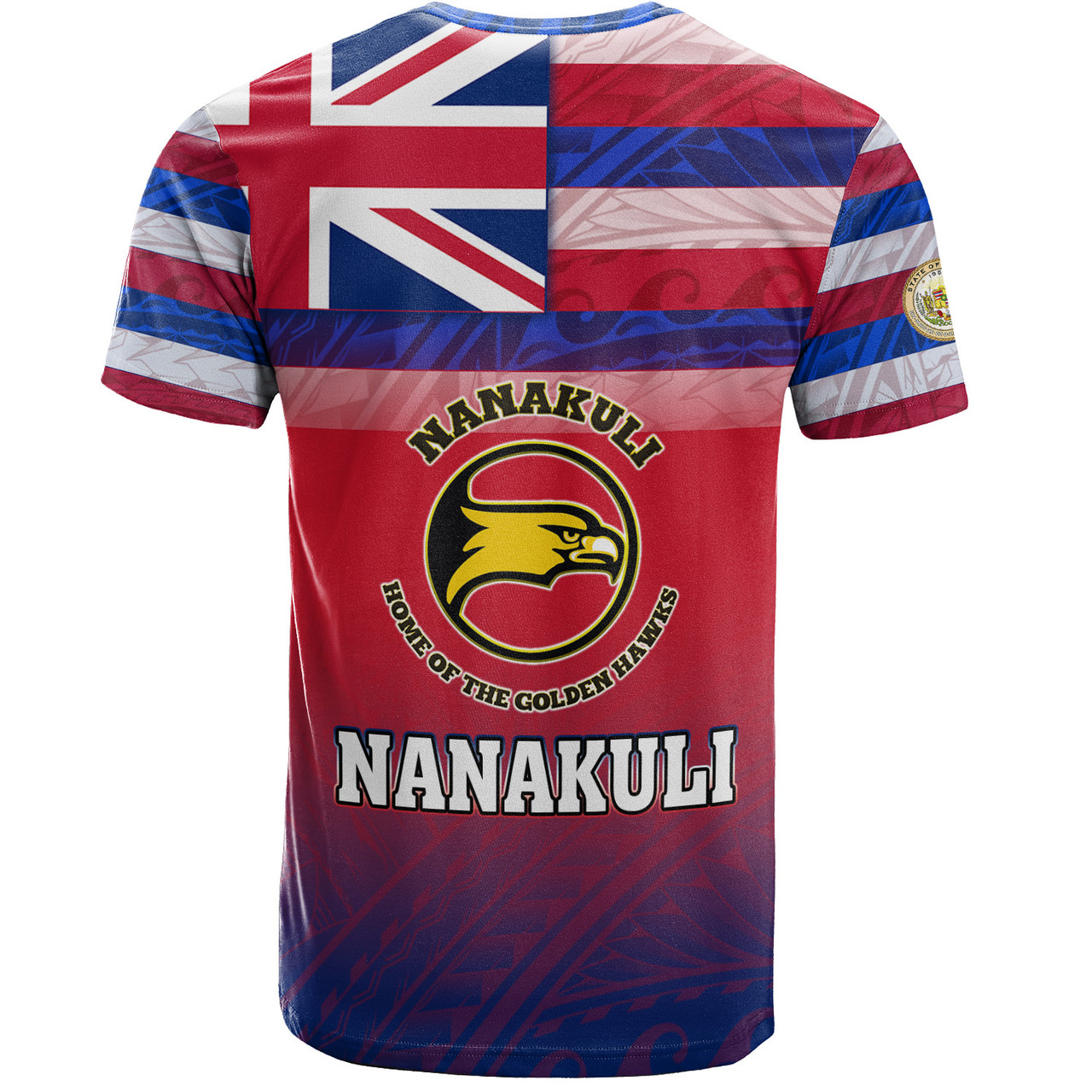 Hawaii Nanakuli High and Intermediate School T-Shirt Flag Color With Traditional Patterns