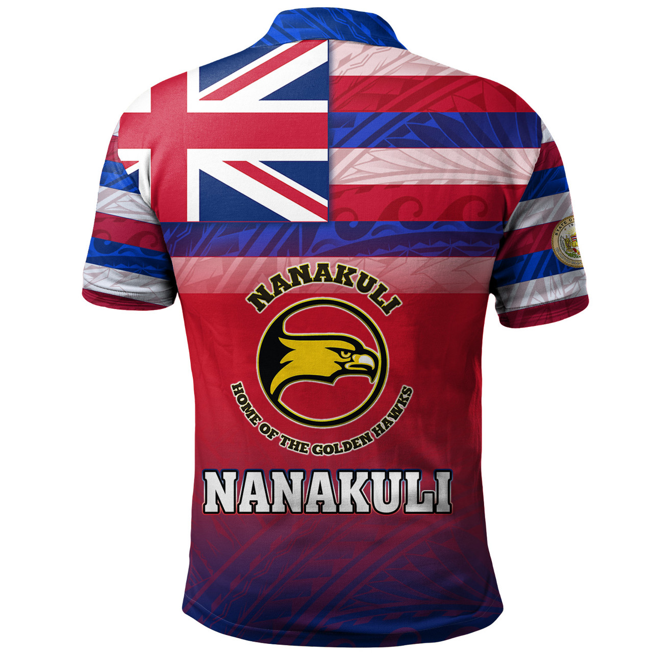 Hawaii Nanakuli High and Intermediate School Polo Shirt Flag Color With Traditional Patterns