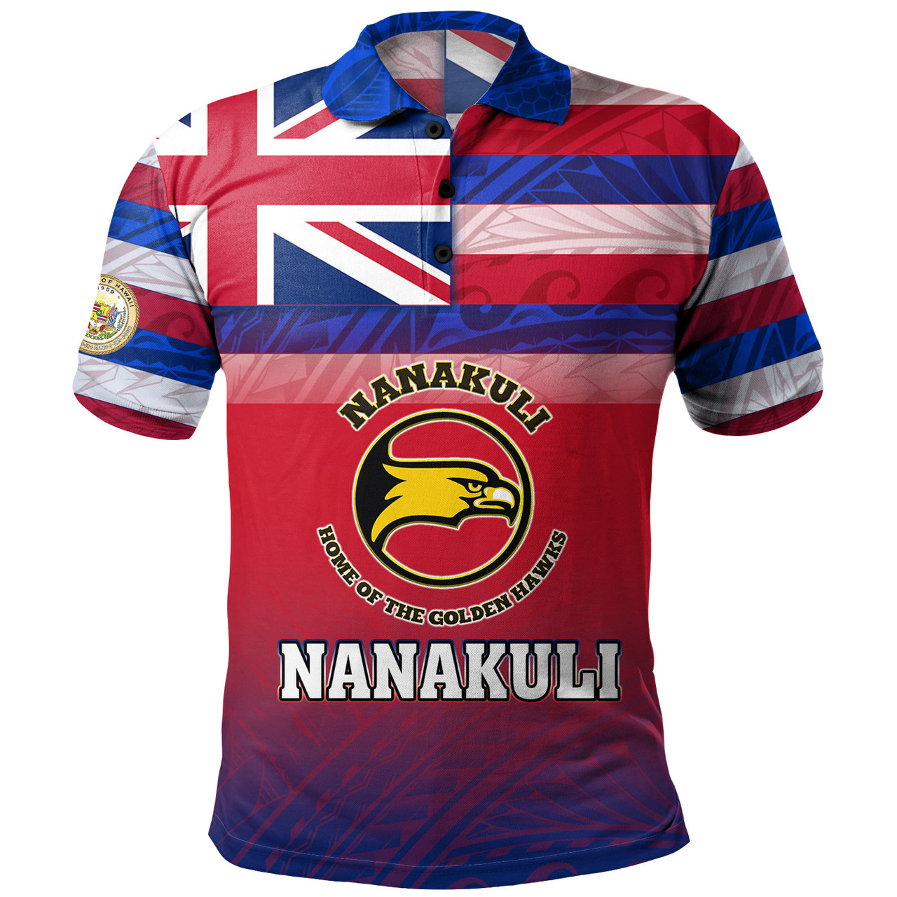 Hawaii Nanakuli High and Intermediate School Polo Shirt Flag Color With Traditional Patterns