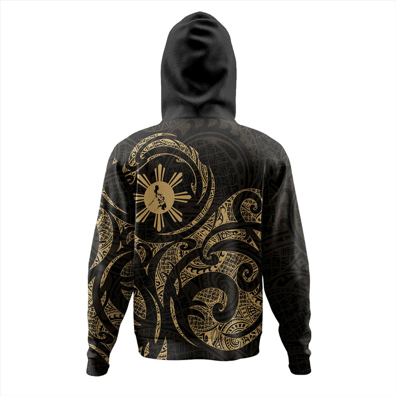 Philippines Filipinos Hoodie Polynesian Tribal Pattern Simple Style Gold
