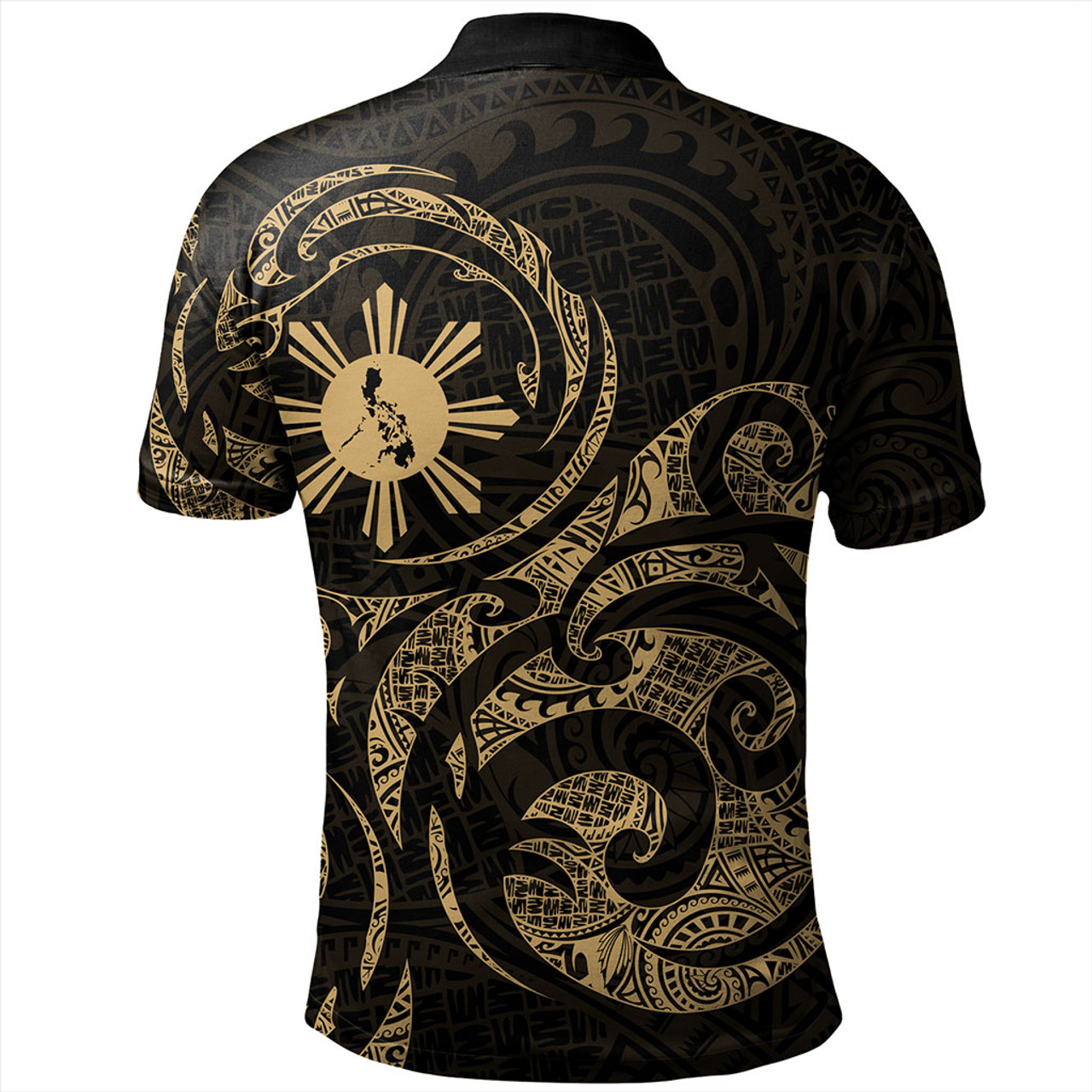 Philippines Filipinos Polo Shirt Polynesian Tribal Pattern Simple Style Gold