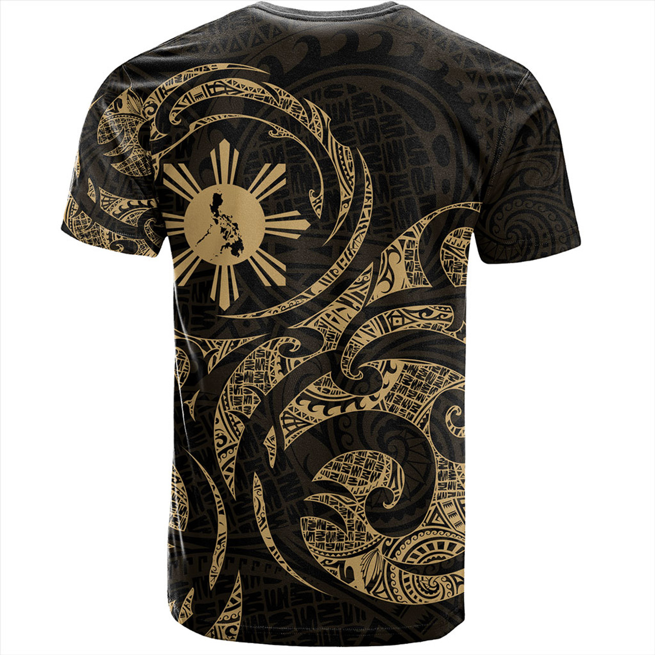 Philippines Filipinos T-Shirt Polynesian Tribal Pattern Simple Style Gold