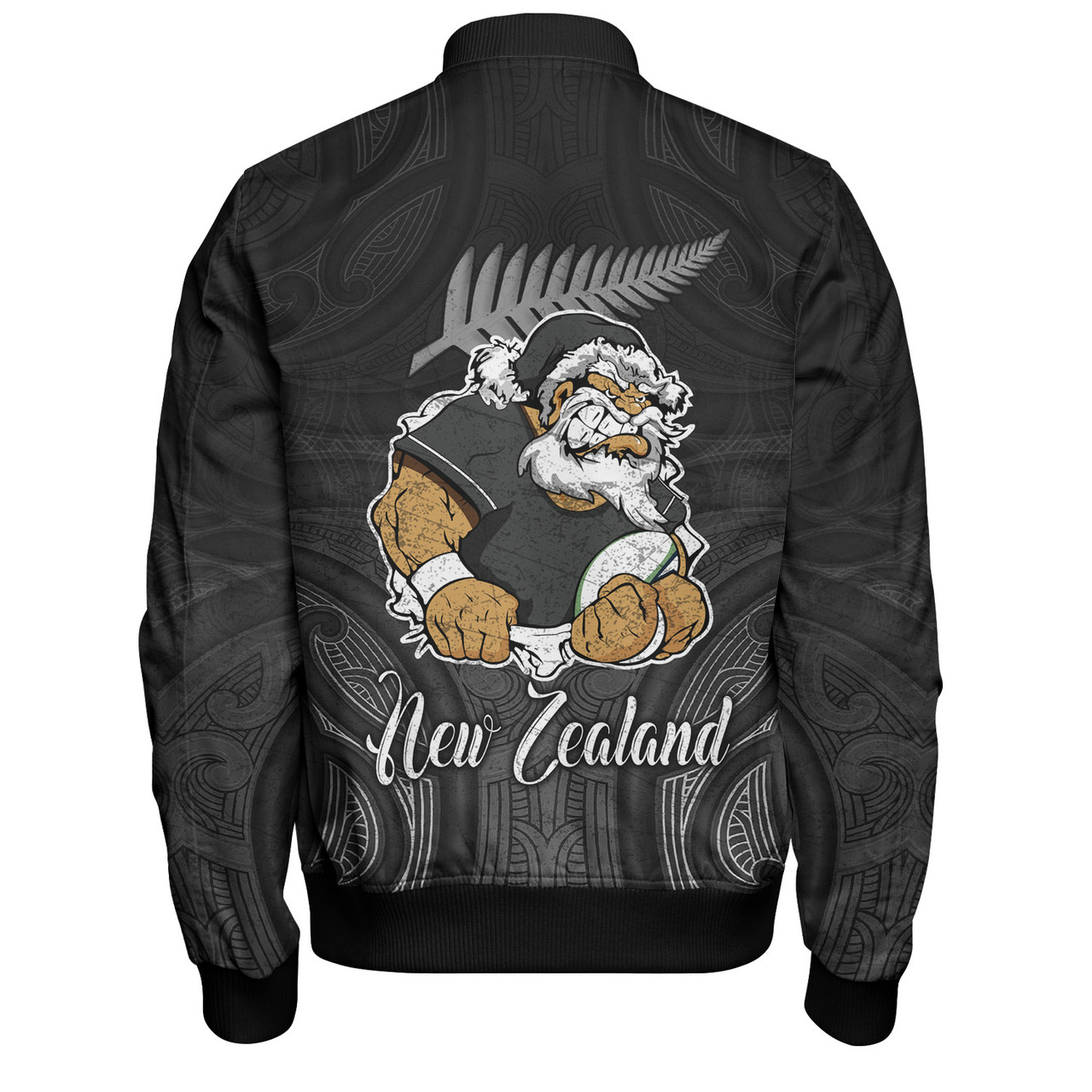 New Zealand Bomber Jacket Hari Kirihimete Rugby Santa Style