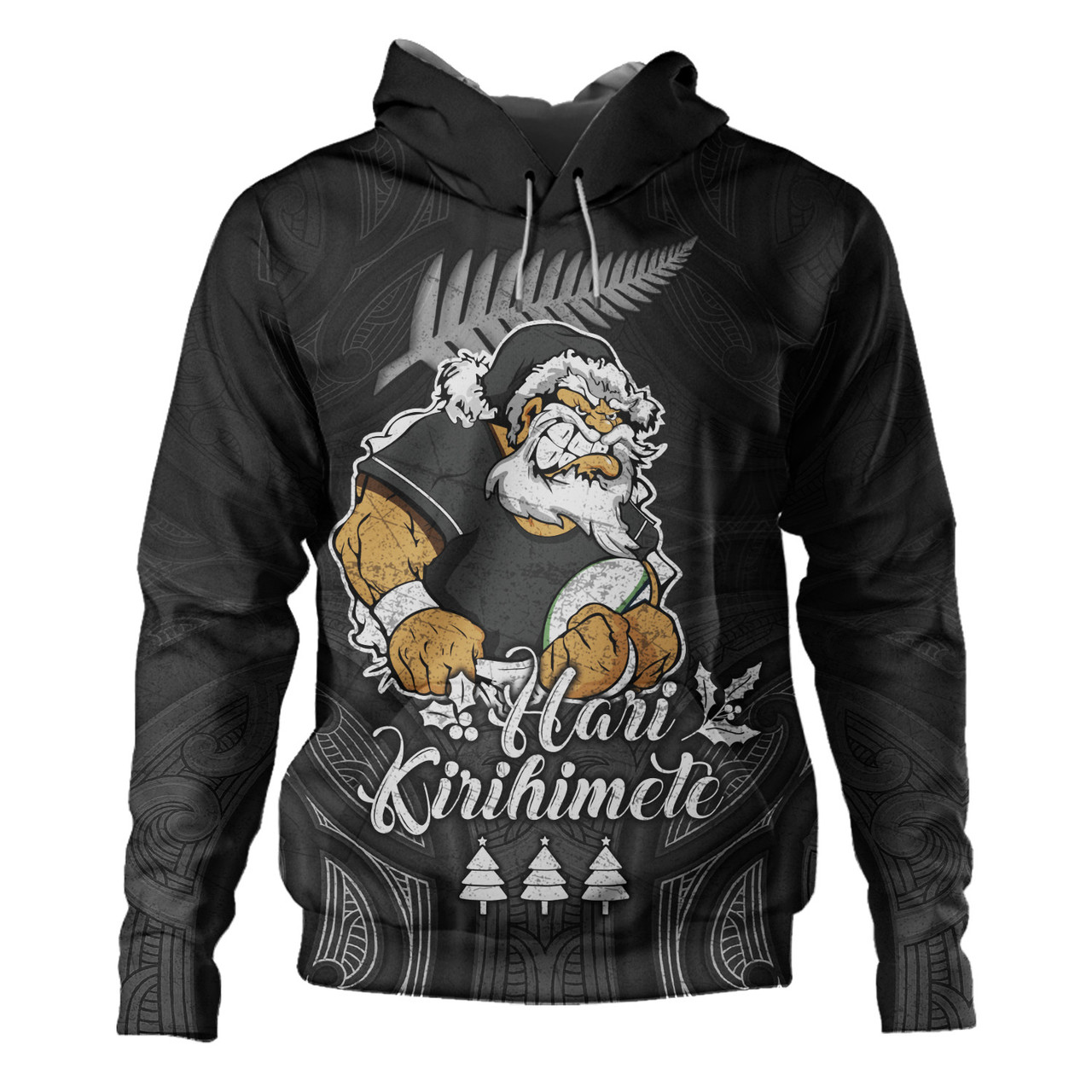 New Zealand Hoodie Hari Kirihimete Rugby Santa Style