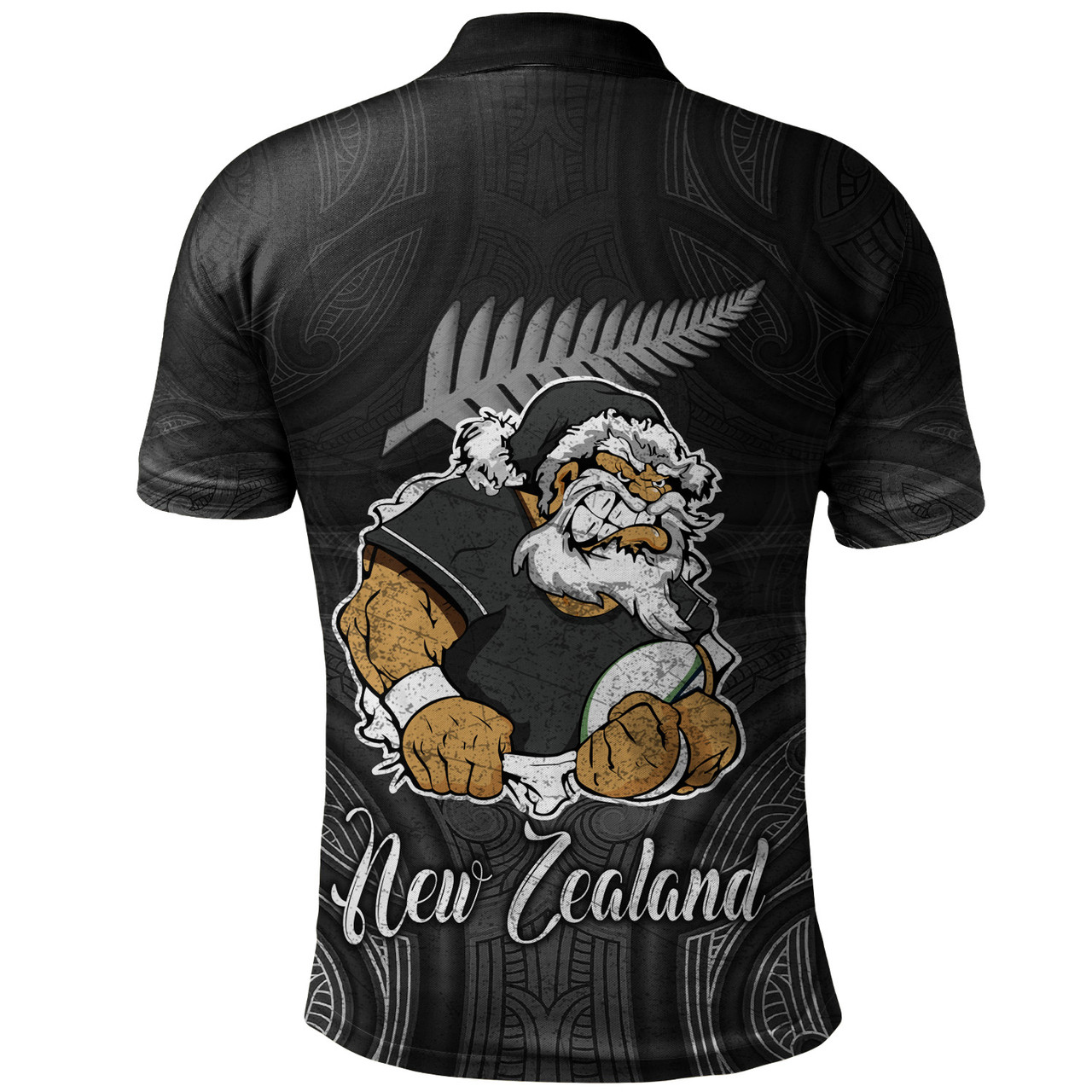 New Zealand Polo Shirt Hari Kirihimete Rugby Santa Style