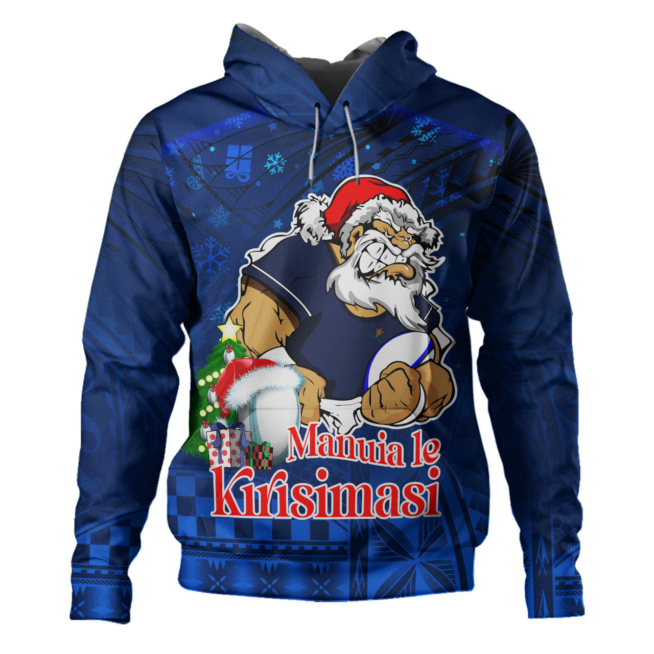 Samoa Hoodie Manuia Le Kirisimasi Rugby Santa Style