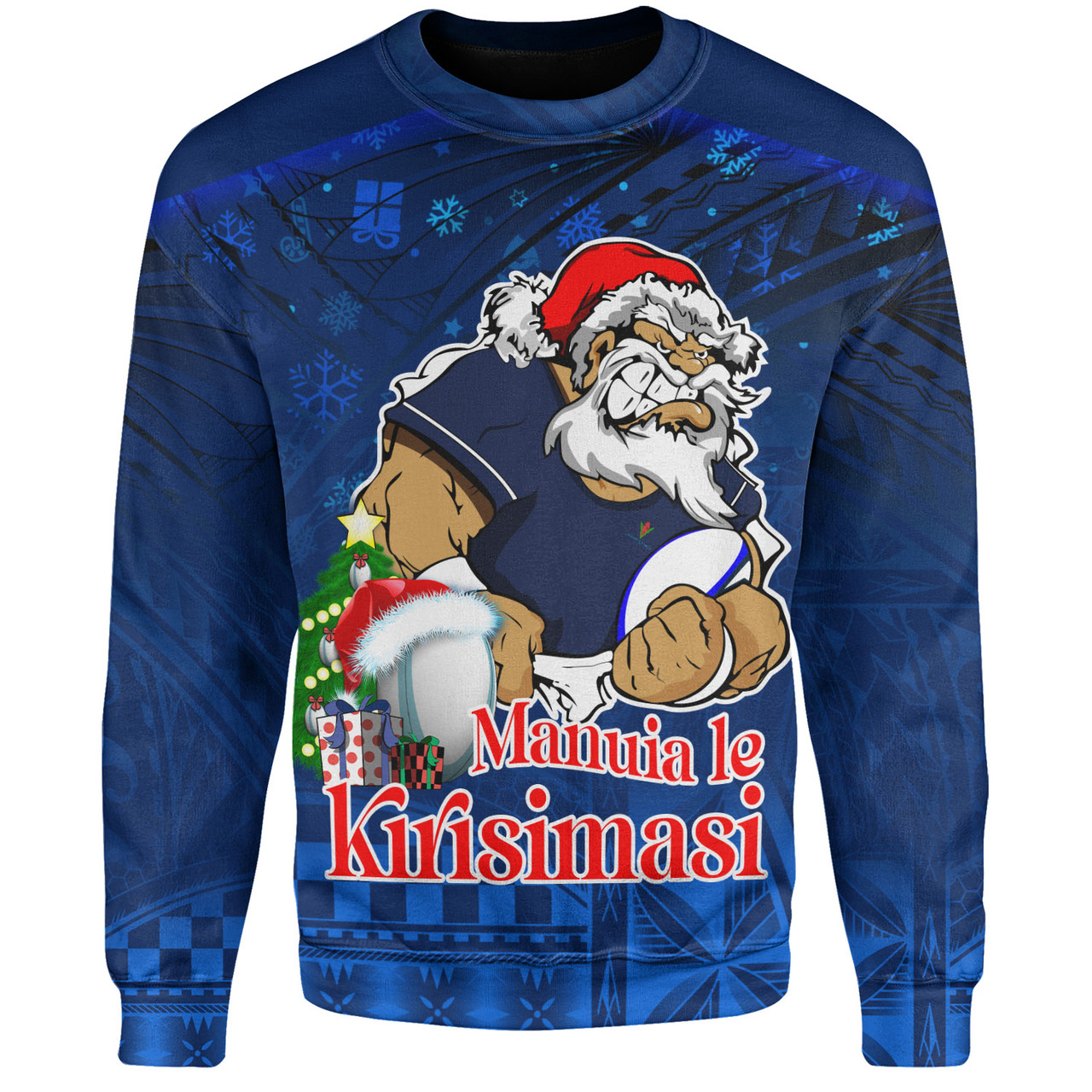 Samoa Sweatshirt Manuia Le Kirisimasi Rugby Santa Style