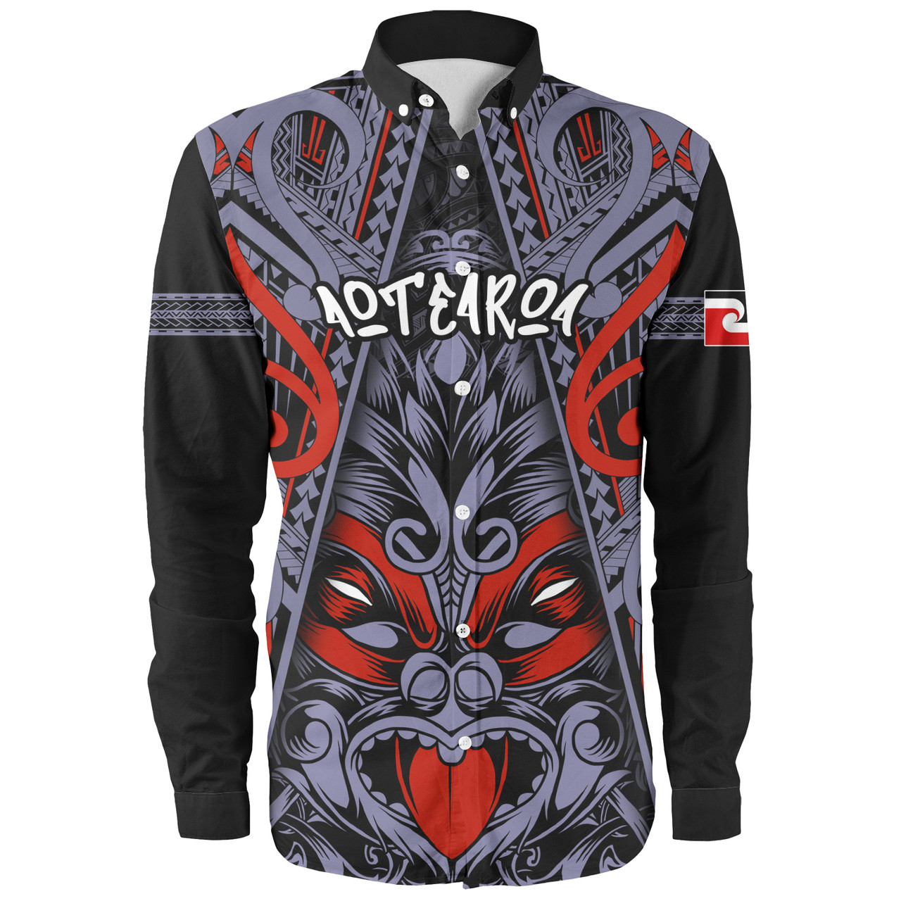 New Zealand Long Sleeve Shirt Tiki Mask Aotearoa Style