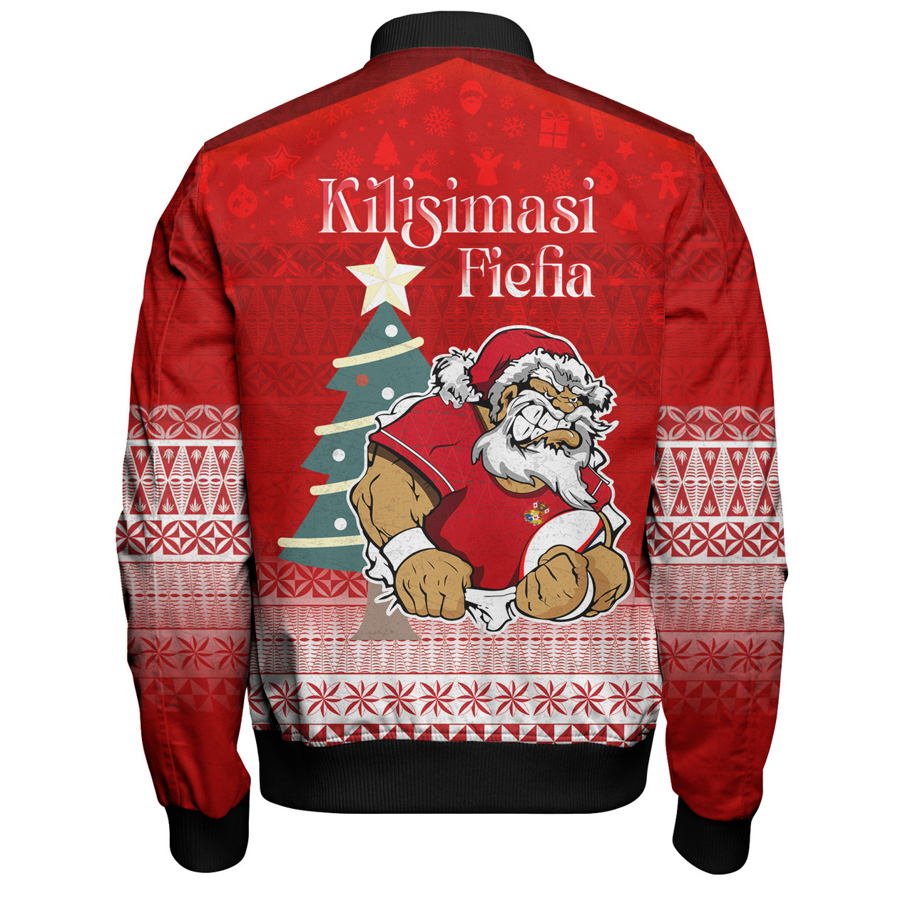Tonga Bomber Jacket Kilisimasi Fiefia Rugby Santa Style