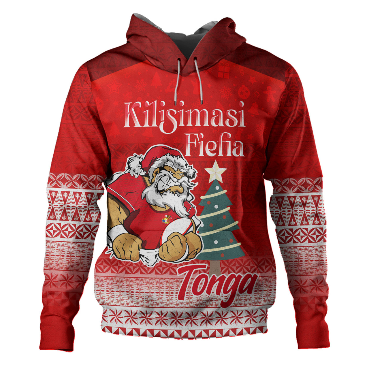 Tonga Hoodie Kilisimasi Fiefia Rugby Santa Style