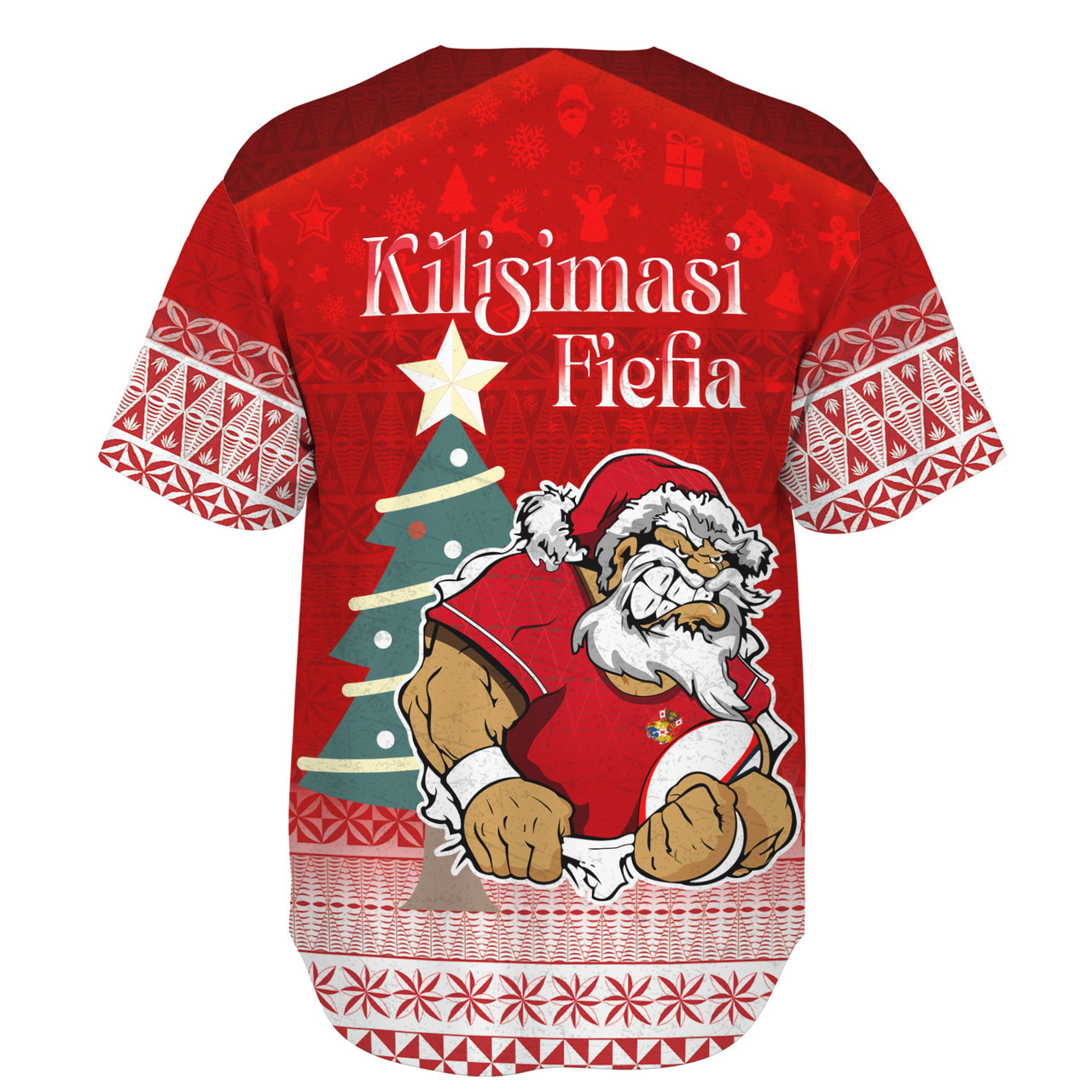 Tonga Baseball Shirt Kilisimasi Fiefia Rugby Santa Style