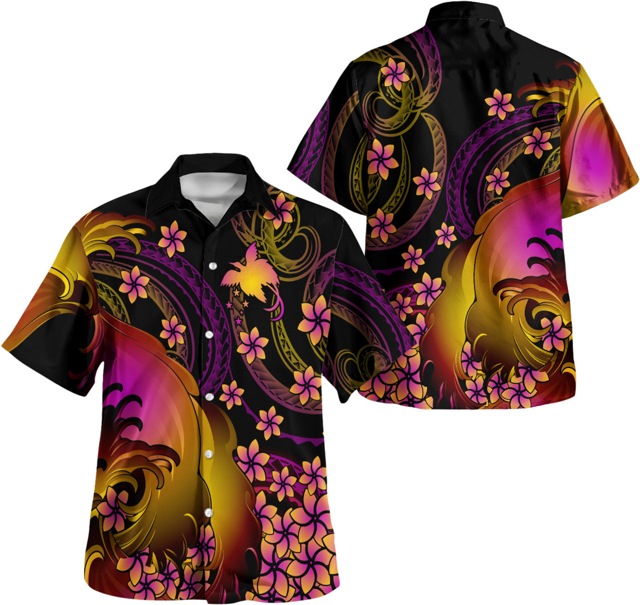 Papua New Guinea Polynesian Pattern Combo Dress And Shirt Plumeria In Wave